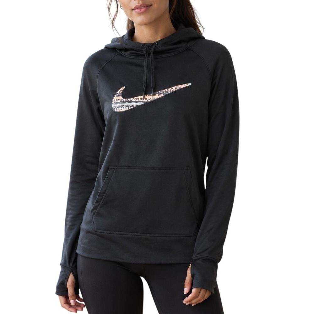 Nike Therma-FIT Black Cowl Neck Hoodie Medium Thumb Holes